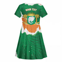 Cote d'Ivoire Independence Day Personalized Kid Short Sleeve Dress 1960 Proud Coat Of Arms Grunge Style
