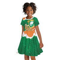 Cote d'Ivoire Independence Day Personalized Kid Short Sleeve Dress 1960 Proud Coat Of Arms Grunge Style