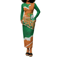 Cote d'Ivoire Independence Day Personalized Long Sleeve Bodycon Dress 1960 Proud Coat Of Arms Grunge Style