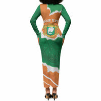 Cote d'Ivoire Independence Day Personalized Long Sleeve Bodycon Dress 1960 Proud Coat Of Arms Grunge Style