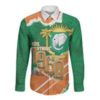 Cote d'Ivoire Independence Day Personalized Long Sleeve Button Shirt 1960 Proud Coat Of Arms Grunge Style