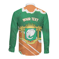 Cote d'Ivoire Independence Day Personalized Long Sleeve Button Shirt 1960 Proud Coat Of Arms Grunge Style