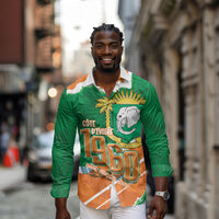 Cote d'Ivoire Independence Day Personalized Long Sleeve Button Shirt 1960 Proud Coat Of Arms Grunge Style