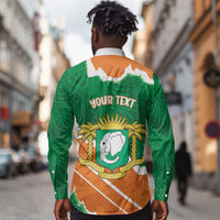 Cote d'Ivoire Independence Day Personalized Long Sleeve Button Shirt 1960 Proud Coat Of Arms Grunge Style