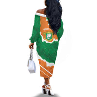 Cote d'Ivoire Independence Day Personalized Off The Shoulder Long Sleeve Dress 1960 Proud Coat Of Arms Grunge Style