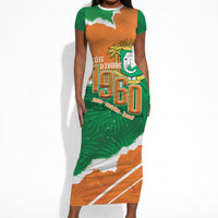 Cote d'Ivoire Independence Day Personalized Short Sleeve Bodycon Dress 1960 Proud Coat Of Arms Grunge Style