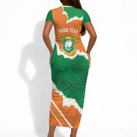 Cote d'Ivoire Independence Day Personalized Short Sleeve Bodycon Dress 1960 Proud Coat Of Arms Grunge Style
