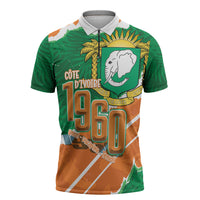 Cote d'Ivoire Independence Day Personalized Zipper Polo Shirt 1960 Proud Coat Of Arms Grunge Style