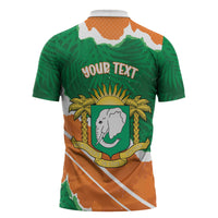 Cote d'Ivoire Independence Day Personalized Zipper Polo Shirt 1960 Proud Coat Of Arms Grunge Style