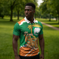 Cote d'Ivoire Independence Day Personalized Zipper Polo Shirt 1960 Proud Coat Of Arms Grunge Style