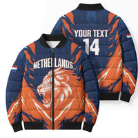 Custom Netherlands 2026 Football Bomber Puffer Jacket Go Oranje Majestic Lion