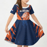 Custom Netherlands 2026 Football Kid Short Sleeve Dress Go Oranje Majestic Lion