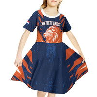 Custom Netherlands 2026 Football Kid Short Sleeve Dress Go Oranje Majestic Lion