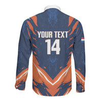 Custom Netherlands 2026 Football Long Sleeve Button Shirt Go Oranje Majestic Lion