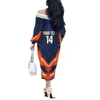 Custom Netherlands 2026 Football Off The Shoulder Long Sleeve Dress Go Oranje Majestic Lion