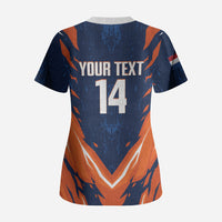Custom Netherlands 2026 Football Scrub Top Go Oranje Majestic Lion