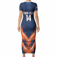 Custom Netherlands 2026 Football Short Sleeve Bodycon Dress Go Oranje Majestic Lion
