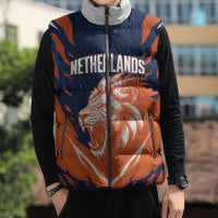 Custom Netherlands 2026 Football Sleeveless Puffer Jacket Go Oranje Majestic Lion