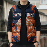 Custom Netherlands 2026 Football Sleeveless Puffer Jacket Go Oranje Majestic Lion