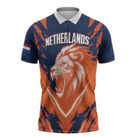 Custom Netherlands 2026 Football Zipper Polo Shirt Go Oranje Majestic Lion