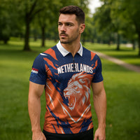 Custom Netherlands 2026 Football Zipper Polo Shirt Go Oranje Majestic Lion