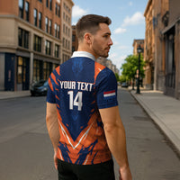 Custom Netherlands 2026 Football Zipper Polo Shirt Go Oranje Majestic Lion