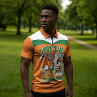 Custom Cote d'Ivoire 2026 Football Zipper Polo Shirt Allez Les Elephant