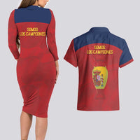 Spain Football Couples Matching Long Sleeve Bodycon Dress and Hawaiian Shirt 4th We Are The Champions - Wonder Print Shop
