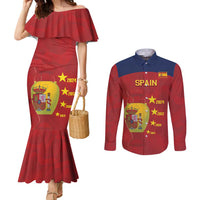 Spain Football Couples Matching Mermaid Dress and Long Sleeve Button Shirt 4th We Are The Champions