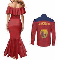 Spain Football Couples Matching Mermaid Dress and Long Sleeve Button Shirt 4th We Are The Champions