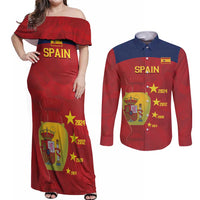 Spain Football Couples Matching Off Shoulder Maxi Dress and Long Sleeve Button Shirt 4th We Are The Champions - Wonder Print Shop