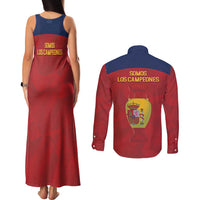 Spain Football Couples Matching Tank Maxi Dress and Long Sleeve Button Shirt 4th We Are The Champions - Wonder Print Shop