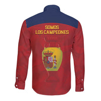 Spain Football Long Sleeve Button Shirt 4th We Are The Champions - Wonder Print Shop