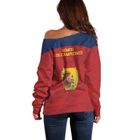 Spain Football Off Shoulder Sweater 4th We Are The Champions - Wonder Print Shop