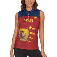 Spain Football Women Sleeveless Polo Shirt 4th We Are The Champions - Wonder Print Shop