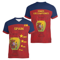 Spain Football Women V-Neck T-Shirt 4th We Are The Champions - Wonder Print Shop