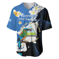 Personalized Nicaragua Independence Day Baseball Jersey Nicaraguan Guardabarranco Mix Sacuanjoche Flowers - Wonder Print Shop