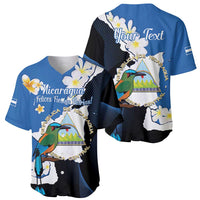 Personalized Nicaragua Independence Day Baseball Jersey Nicaraguan Guardabarranco Mix Sacuanjoche Flowers - Wonder Print Shop