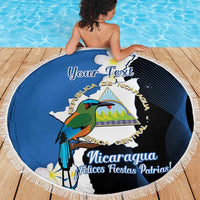 Personalized Nicaragua Independence Day Beach Blanket Nicaraguan Guardabarranco Mix Sacuanjoche Flowers - Wonder Print Shop