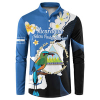Personalized Nicaragua Independence Day Button Sweatshirt Nicaraguan Guardabarranco Mix Sacuanjoche Flowers - Wonder Print Shop