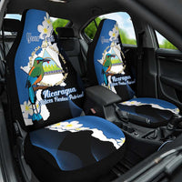 Personalized Nicaragua Independence Day Car Seat Cover Nicaraguan Guardabarranco Mix Sacuanjoche Flowers - Wonder Print Shop