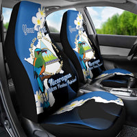 Personalized Nicaragua Independence Day Car Seat Cover Nicaraguan Guardabarranco Mix Sacuanjoche Flowers - Wonder Print Shop