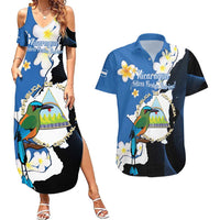 Personalized Nicaragua Independence Day Couples Matching Summer Maxi Dress and Hawaiian Shirt Nicaraguan Guardabarranco Mix Sacuanjoche Flowers - Wonder Print Shop