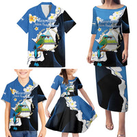 Personalized Nicaragua Independence Day Family Matching Puletasi and Hawaiian Shirt Nicaraguan Guardabarranco Mix Sacuanjoche Flowers - Wonder Print Shop