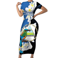 Personalized Nicaragua Independence Day Family Matching Short Sleeve Bodycon Dress and Hawaiian Shirt Nicaraguan Guardabarranco Mix Sacuanjoche Flowers - Wonder Print Shop