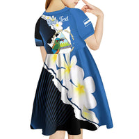 Personalized Nicaragua Independence Day Kid Short Sleeve Dress Nicaraguan Guardabarranco Mix Sacuanjoche Flowers - Wonder Print Shop