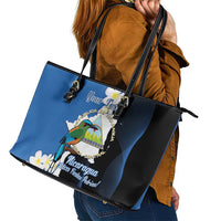 Personalized Nicaragua Independence Day Leather Tote Bag Nicaraguan Guardabarranco Mix Sacuanjoche Flowers - Wonder Print Shop