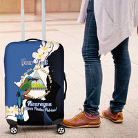 Personalized Nicaragua Independence Day Luggage Cover Nicaraguan Guardabarranco Mix Sacuanjoche Flowers - Wonder Print Shop