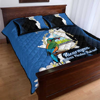 Personalized Nicaragua Independence Day Quilt Bed Set Nicaraguan Guardabarranco Mix Sacuanjoche Flowers - Wonder Print Shop