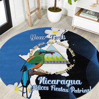 Personalized Nicaragua Independence Day Round Carpet Nicaraguan Guardabarranco Mix Sacuanjoche Flowers